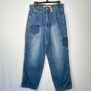 Vintage Pure Playaz Jeans Men 32x32 Blue Denim Cargo Baggy Streetwear Y2K Casual